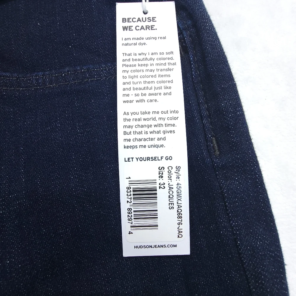 Hudson Blake Mens Slim Jeans Size 33x30 Dark Wash NWT